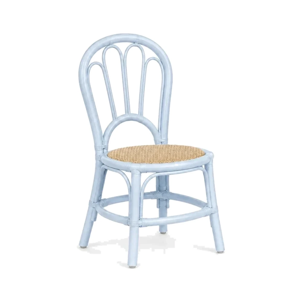 Amelia light blue children's rattan chair