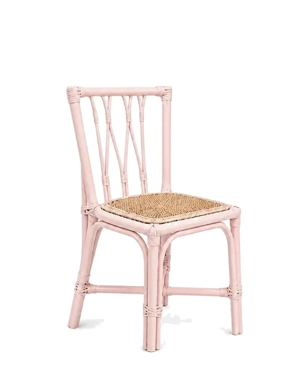 Sophia children's rattan chair in light pink coming soon to Mini Chairs Atelier