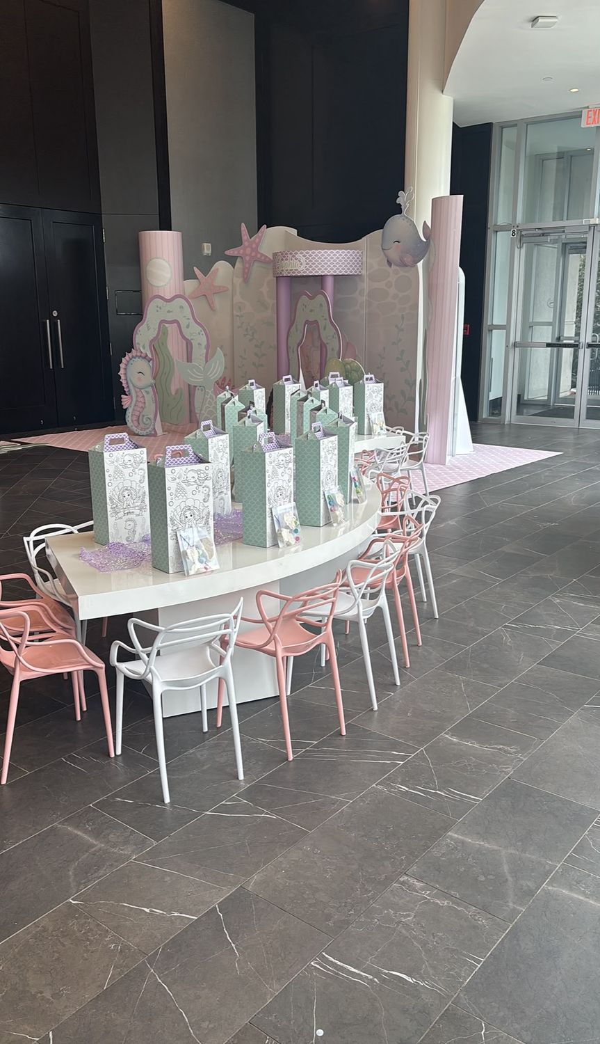 Mermaid under the sea party with children's table and chairs
