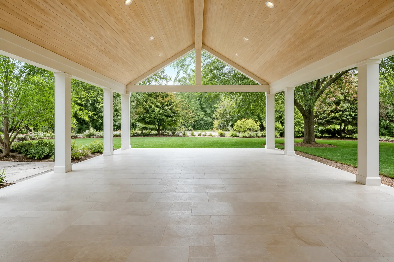 Empty covered garden pavilion